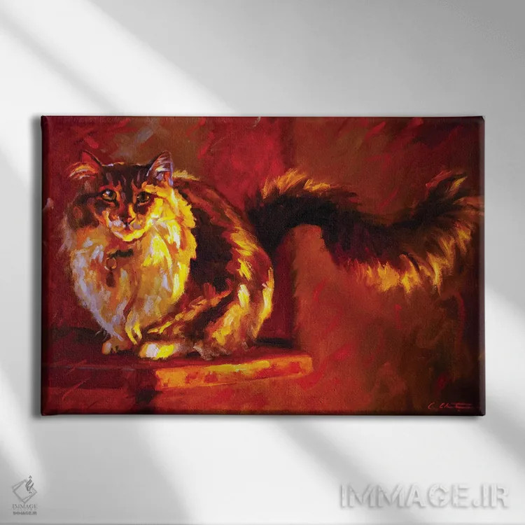 تابلو گربه روی لبه اثر چری کریستنسن - نمای روبهرو روی دیوار