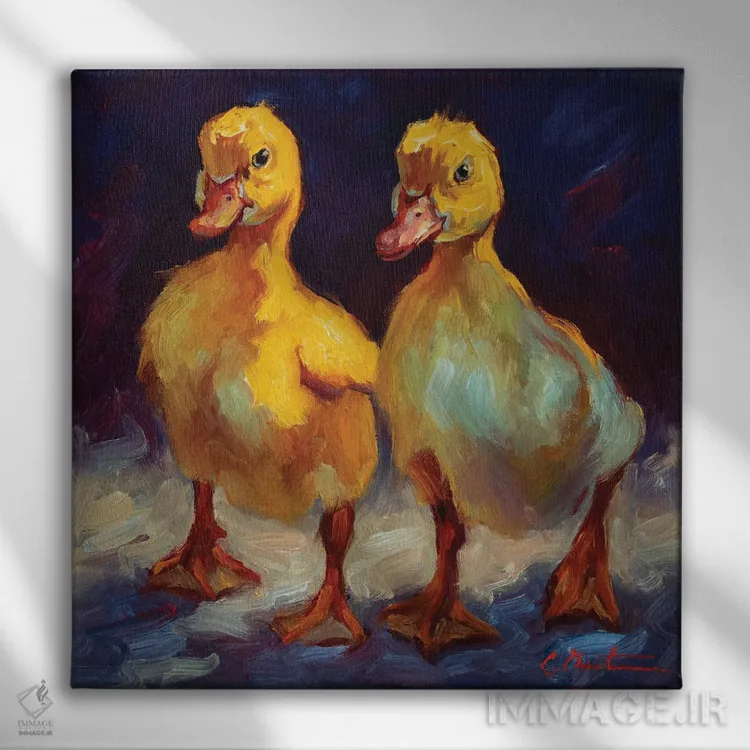 تابلو دو جوجهاردک اثر چری کریستنسن - نمای روبهرو روی دیوار