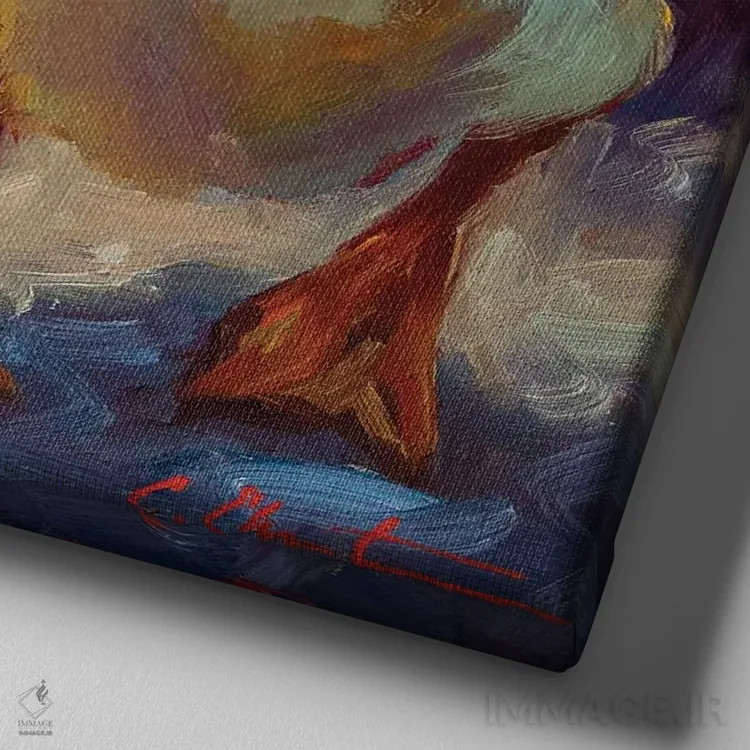 تابلو دو جوجهاردک اثر چری کریستنسن - نمای نزدیک بافت بوم