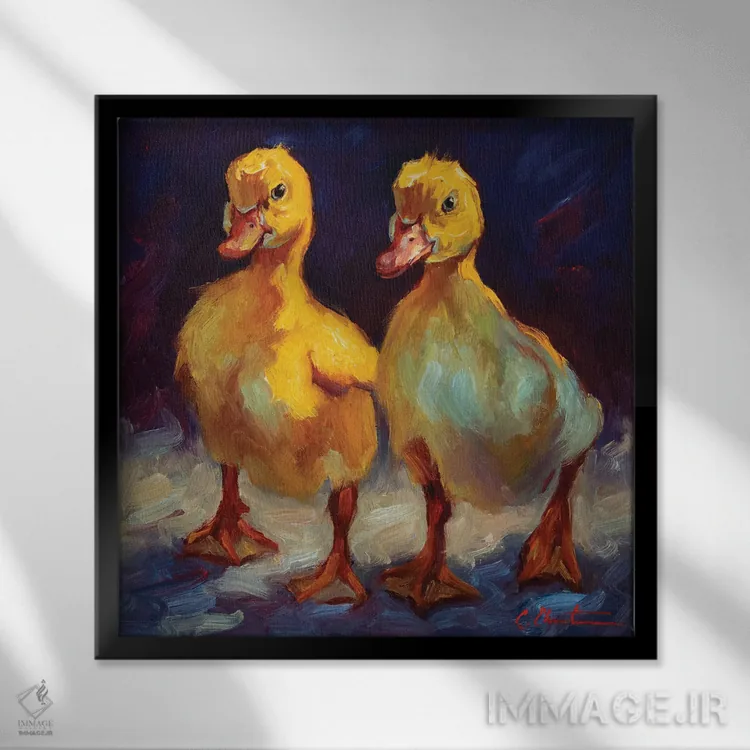 تابلو دو جوجهاردک اثر چری کریستنسن - نمای قابدار مشکی