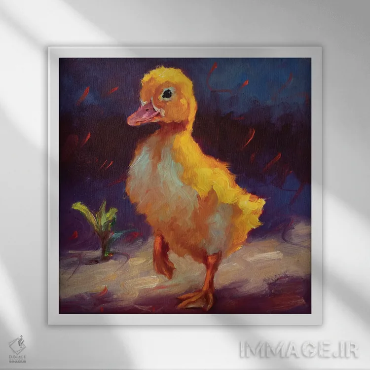 تابلو ماجراجویی جوجهاردک اثر چری کریستنسن - نمای قابدار سفید