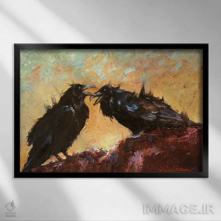 تابلو دختران شایعهپرداز اثر چری کریستنسن - نمای قابدار مشکی