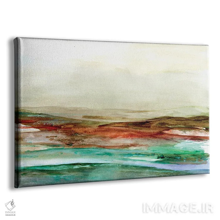 تابلو آبرنگ منظره قرمز و آبیدریایی اثر جی لاندو - نمای پرسپکتیو محصول
