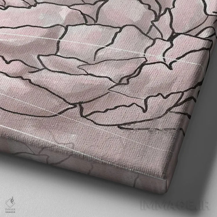 تابلو گل صدتومانی صورتی کمرنگ اثر جی لاندو - نمای نزدیک بافت بوم