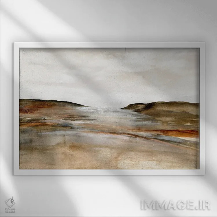 تابلو آبرنگهای کویر شتریرنگ اثر جی لاندو - نمای قابدار سفید