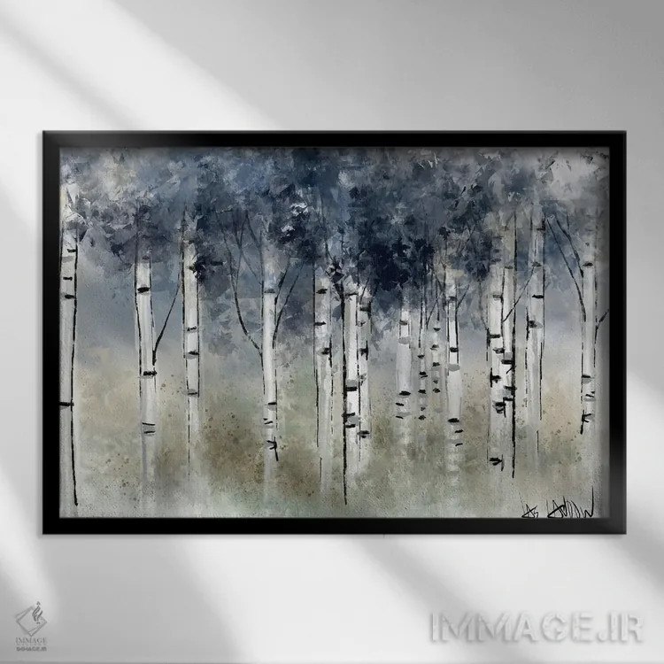 تابلو حسادت آبی اثر جی لاندو - نمای قابدار مشکی