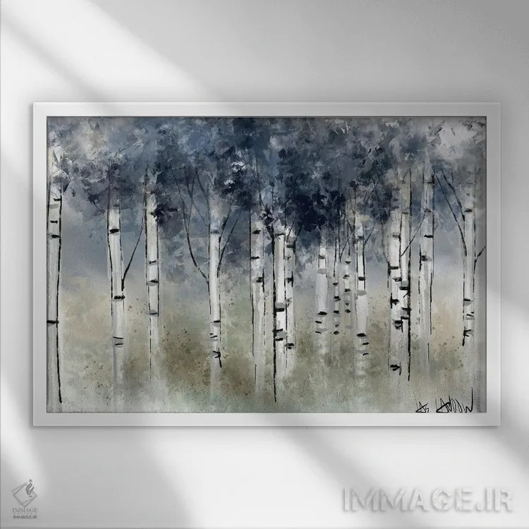 تابلو حسادت آبی اثر جی لاندو - نمای قابدار سفید