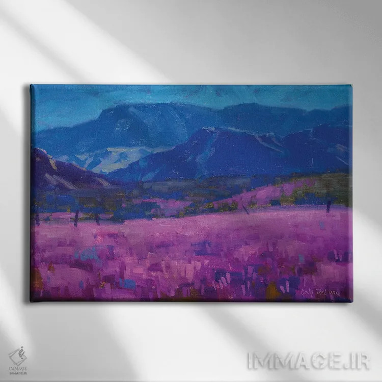 تابلو فرش اسطوخودوس اثر کدی دیلانگ - نمای روبهرو روی دیوار