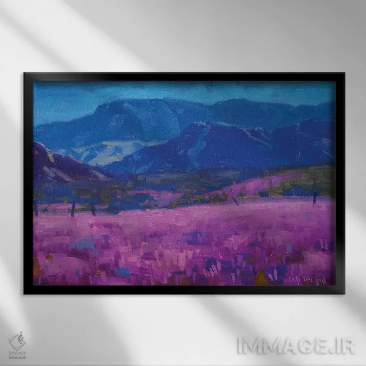 تابلو فرش اسطوخودوس اثر کدی دیلانگ - نمای قابدار مشکی