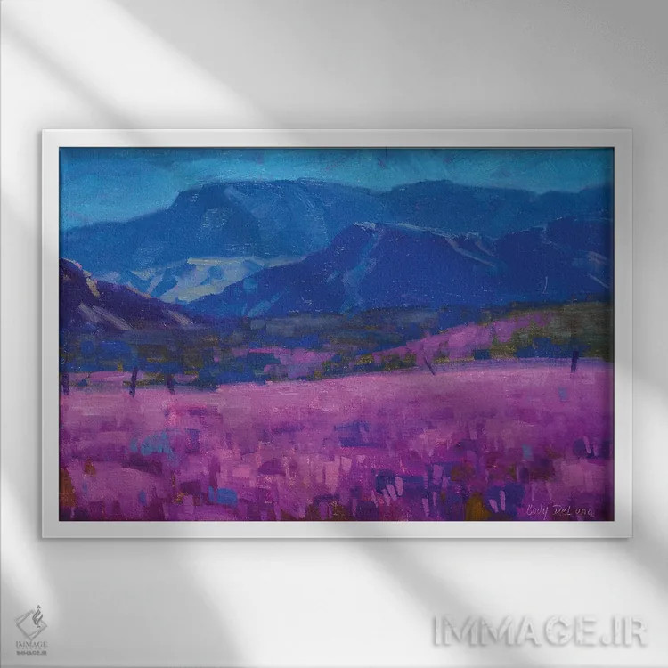 تابلو فرش اسطوخودوس اثر کدی دیلانگ - نمای قابدار سفید