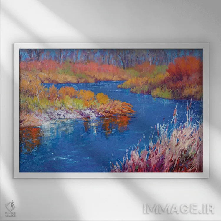 تابلو ژانویه در کنار رود ورده (آمریکا) اثر کدی دیلانگ - نمای قابدار سفید