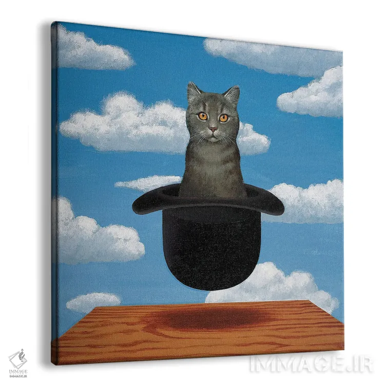 تابلو گربه ماگریت (سبک سوررئالیسم) - نمای پرسپکتیو محصول