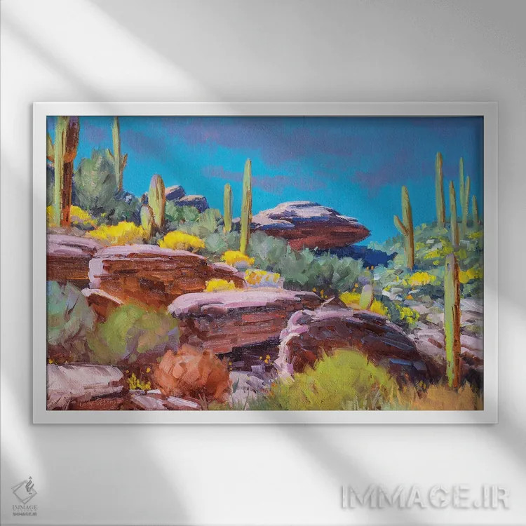 تابلو شکوفههای صحرا اثر کدی دیلانگ - نمای قابدار سفید