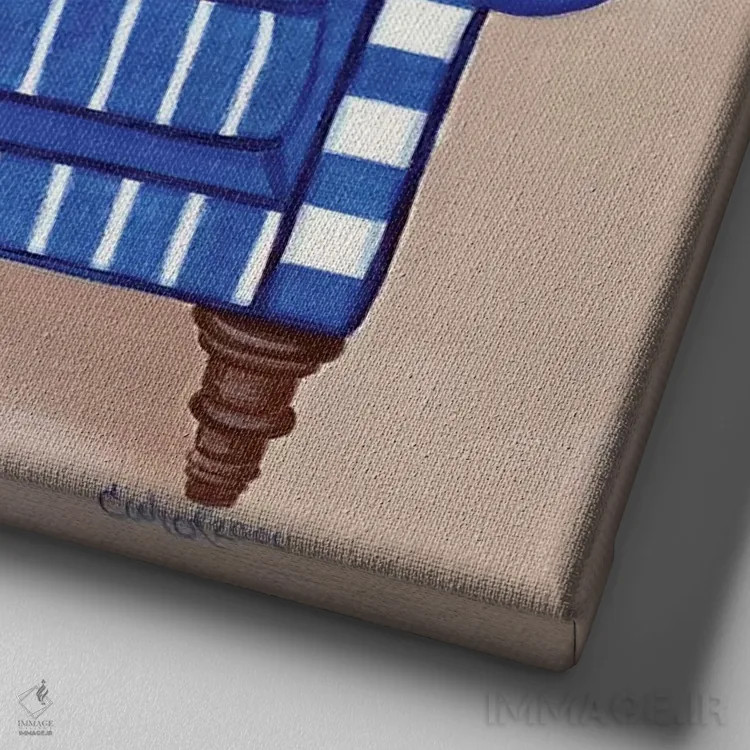 تابلو اسپرینگر روی زمینه آبی (نوعی سگ) اثر کارول دیلون - نمای نزدیک بافت بوم