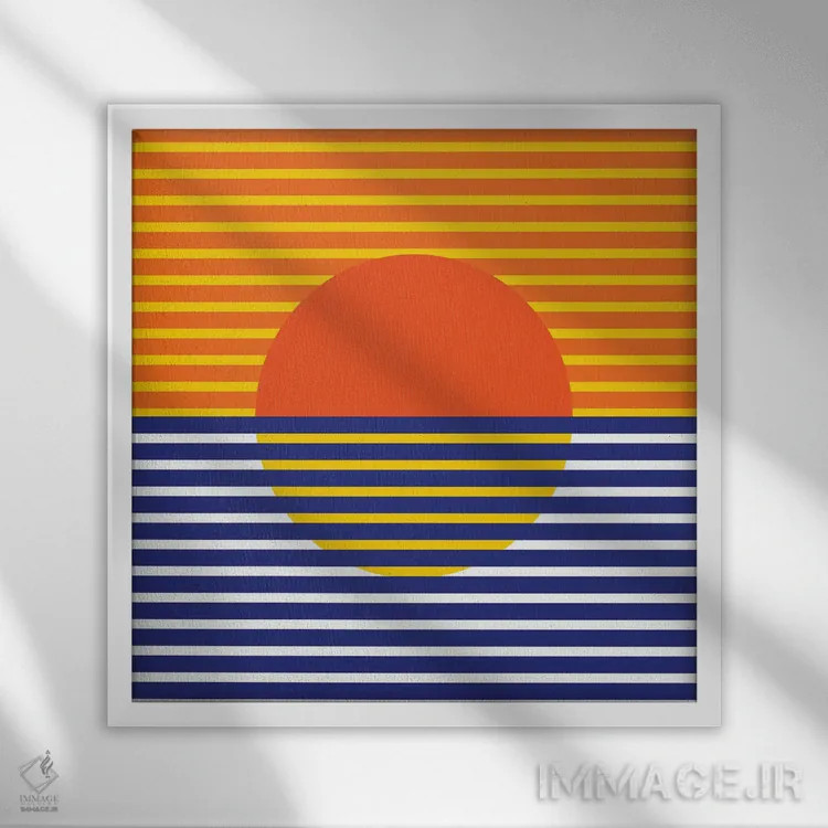 تابلو خورشید دو نیم پرتقالی اثر دیزاینز سرکا ۷۸ - نمای قابدار سفید