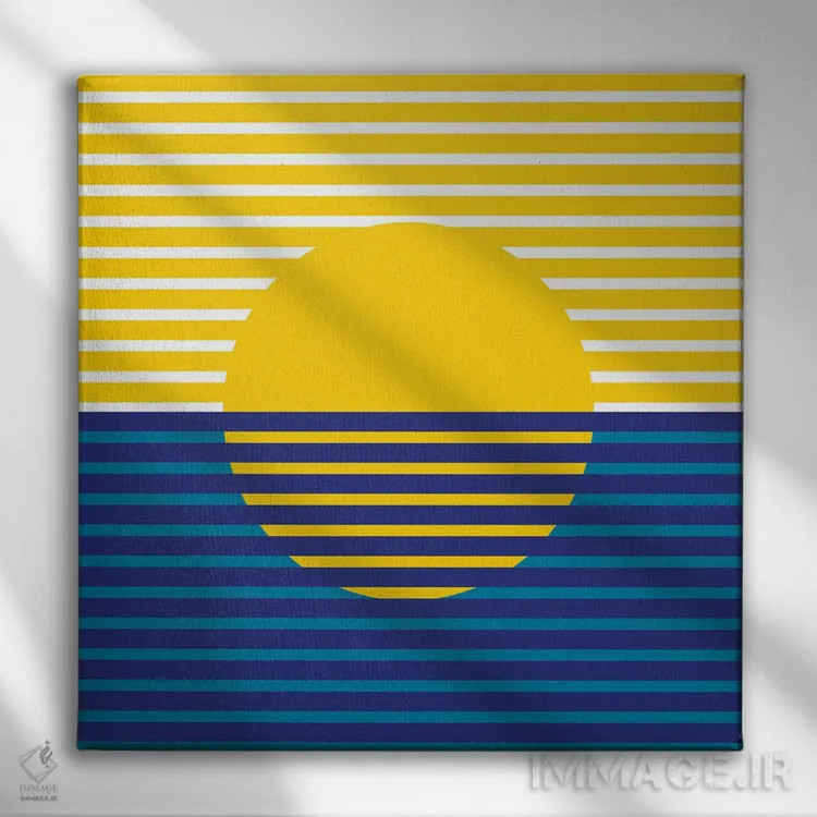 تابلو خورشید دو نیم زرد اثر دیزاینز سرکا ۷۸ - نمای روبهرو روی دیوار