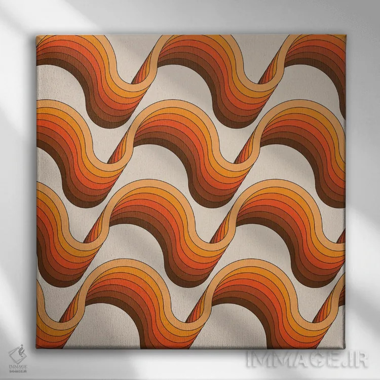 تابلو روبانهای طلایی اثر دیزاینز سرکا ۷۸ - نمای روبهرو روی دیوار