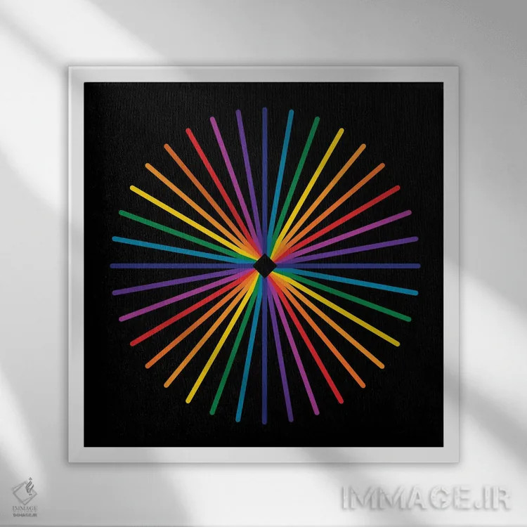 تابلو درخشش طیفی ستاره اثر دیزاینز سرکا ۷۸ - نمای قابدار سفید