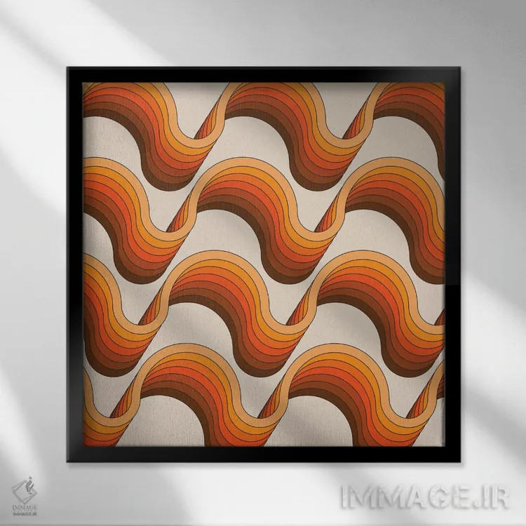 تابلو روبانهای طلایی اثر دیزاینز سرکا ۷۸ - نمای قابدار مشکی