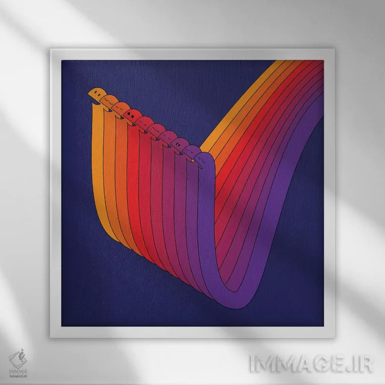 تابلو نخهای بامزه اثر دیزاینز سرکا ۷۸ - نمای قابدار سفید