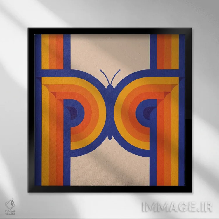 تابلو نوارهای پروانهای اثر دیزاینز سرکا ۷۸ - نمای قابدار مشکی