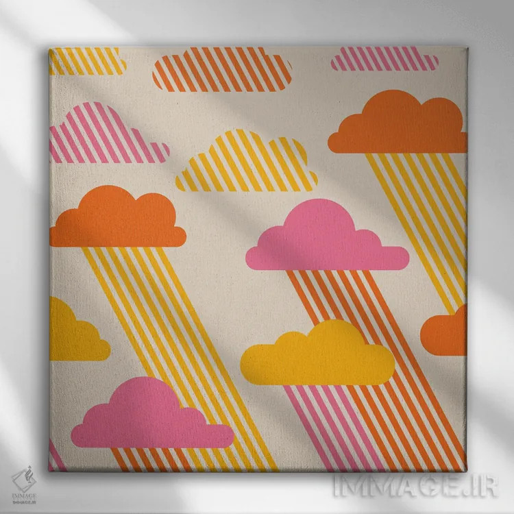 تابلو آسمانهای صورتی اثر دیزاینز سرکا ۷۸ - نمای روبهرو روی دیوار