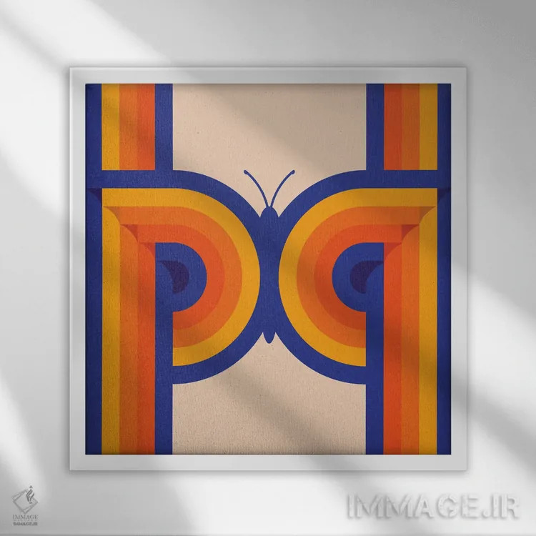 تابلو نوارهای پروانهای اثر دیزاینز سرکا ۷۸ - نمای قابدار سفید