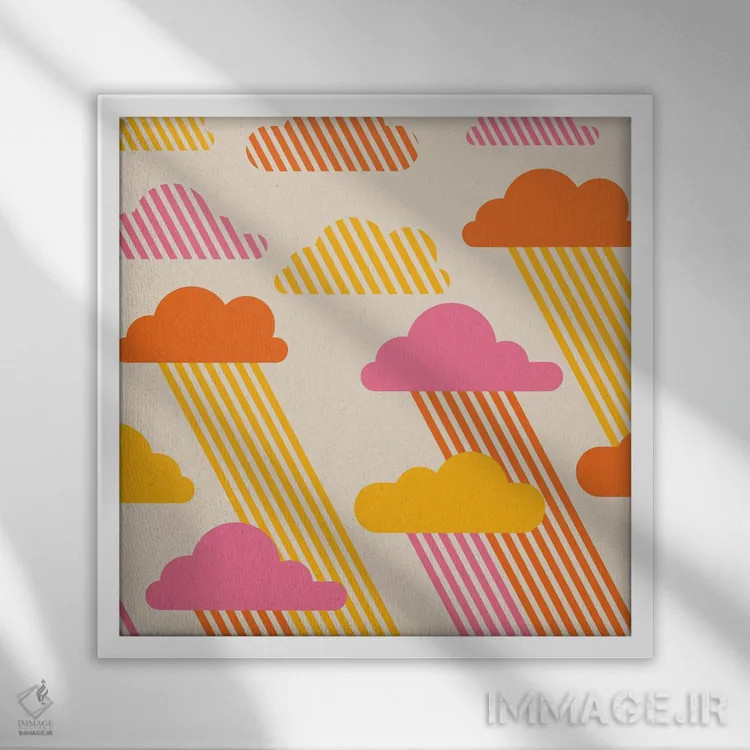 تابلو آسمانهای صورتی اثر دیزاینز سرکا ۷۸ - نمای قابدار سفید