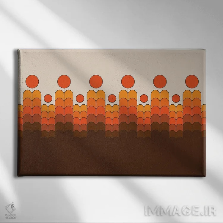 تابلو شکوفههای طلایی اثر دیزاینز سرکا ۷۸ - نمای روبهرو روی دیوار