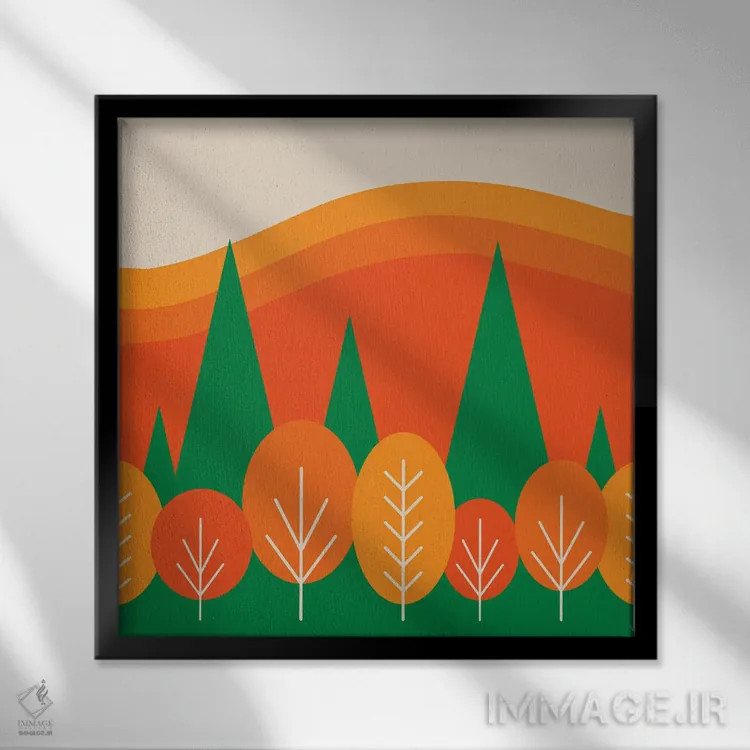 تابلو صحنه پاییزی اثر دیزاینز سرکا ۷۸ - نمای قابدار مشکی