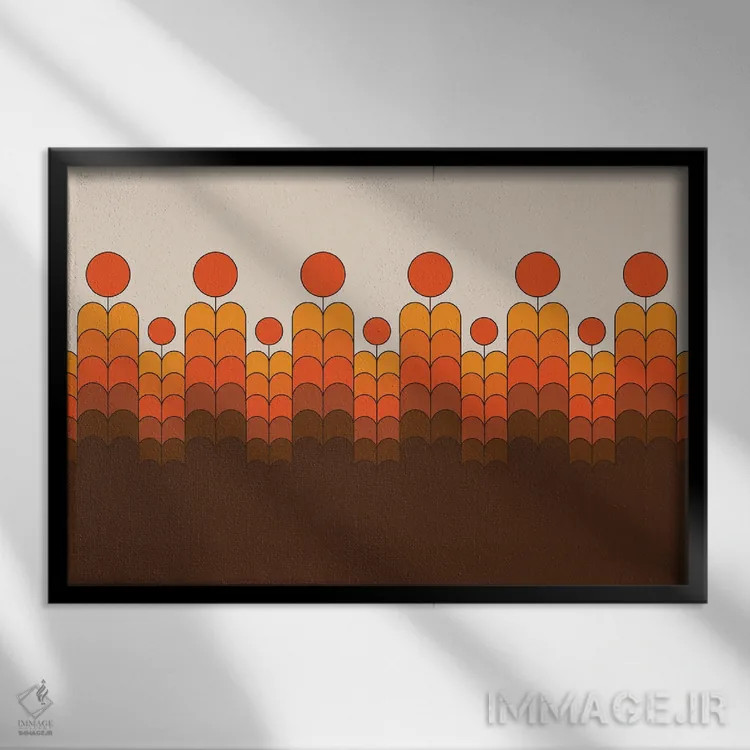 تابلو شکوفههای طلایی اثر دیزاینز سرکا ۷۸ - نمای قابدار مشکی