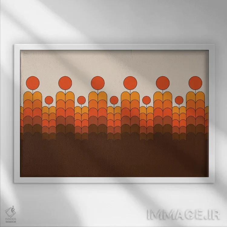 تابلو شکوفههای طلایی اثر دیزاینز سرکا ۷۸ - نمای قابدار سفید