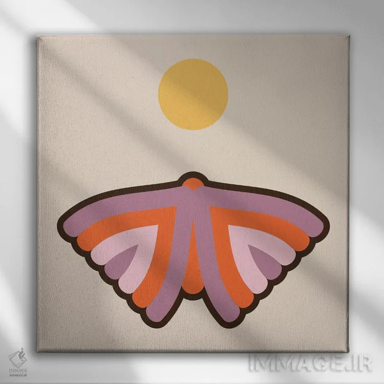 تابلو ماه پروانهای اثر دیزاینز سرکا ۷۸ - نمای روبهرو روی دیوار
