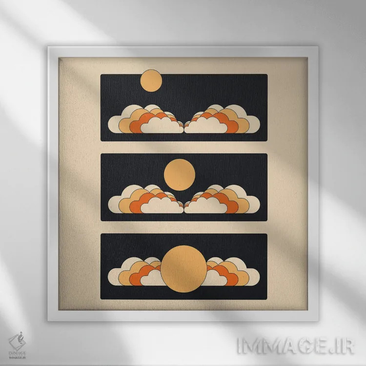 تابلو طلوع ماه اثر دیزاینز سرکا ۷۸ - نمای قابدار سفید