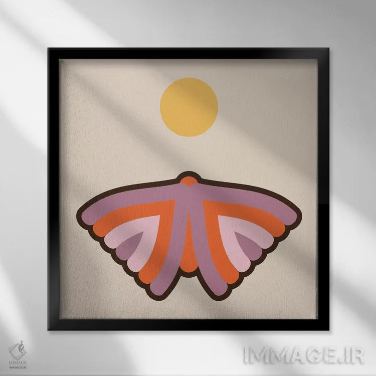 تابلو ماه پروانهای اثر دیزاینز سرکا ۷۸ - نمای قابدار مشکی