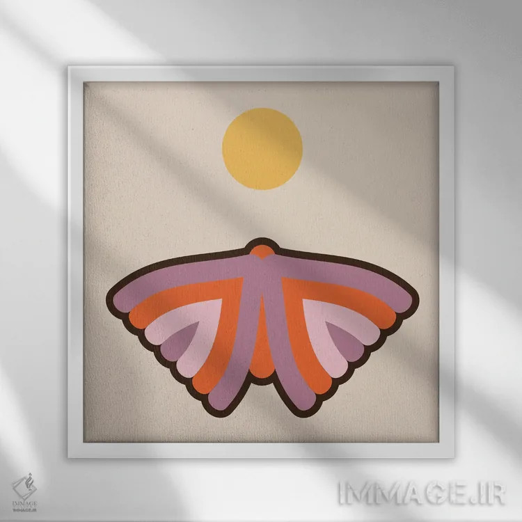 تابلو ماه پروانهای اثر دیزاینز سرکا ۷۸ - نمای قابدار سفید