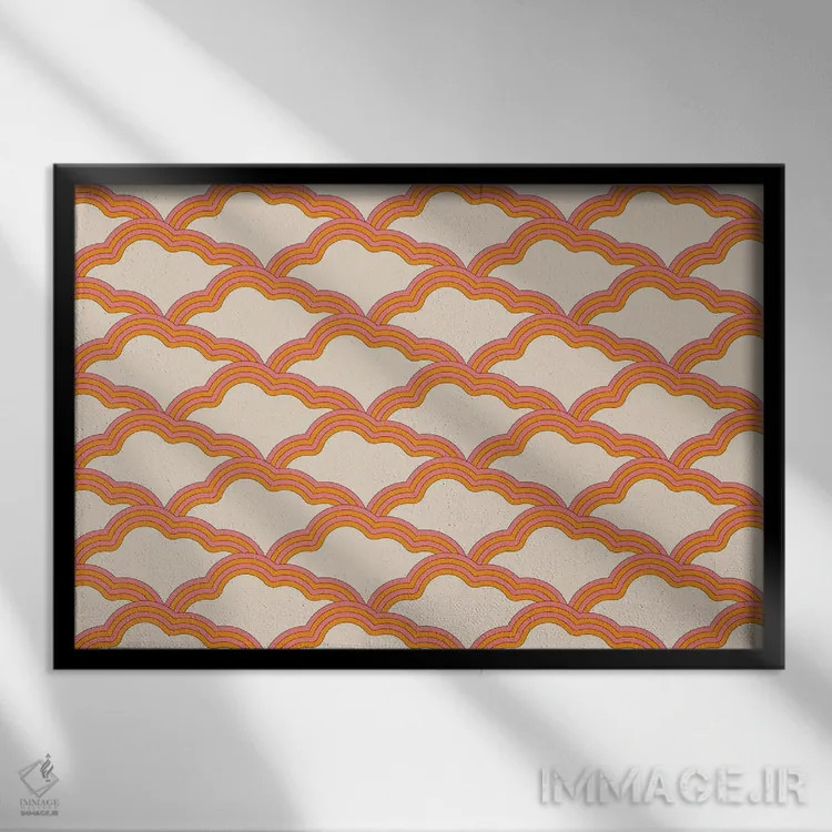 تابلو ابرهای صورتی اثر دیزاینز سرکا ۷۸ - نمای قابدار مشکی