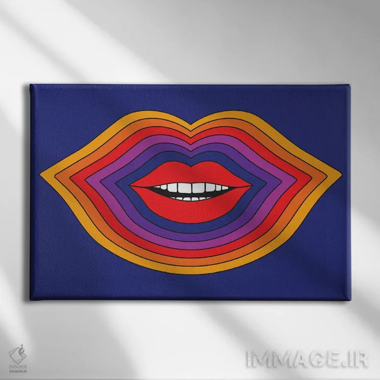 تابلو لبهای پاپ اثر دیزاینز سرکا ۷۸ - نمای روبهرو روی دیوار