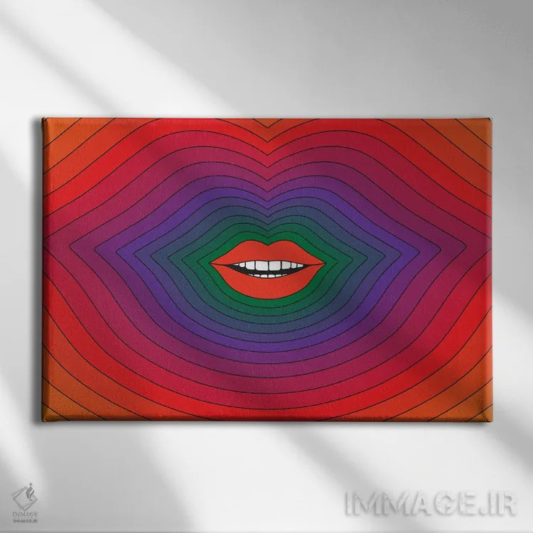 تابلو لبهای پاپ 2020 اثر دیزاینز سرکا ۷۸ - نمای روبهرو روی دیوار