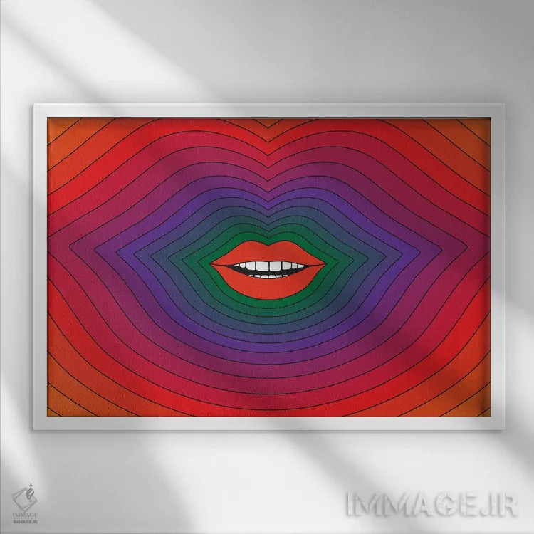 تابلو لبهای پاپ 2020 اثر دیزاینز سرکا ۷۸ - نمای قابدار سفید