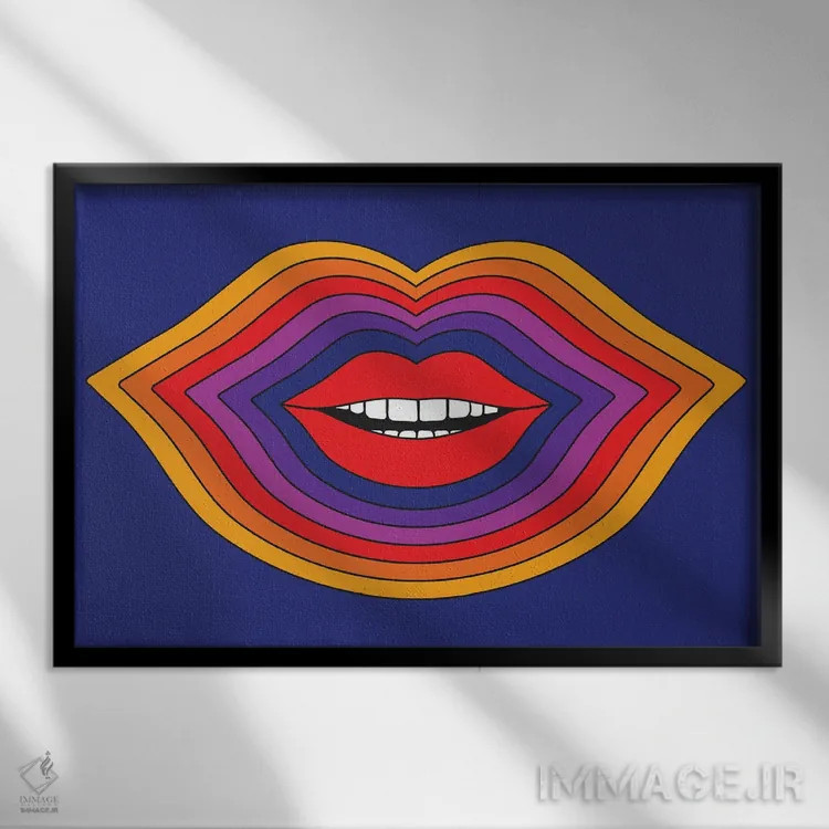 تابلو لبهای پاپ اثر دیزاینز سرکا ۷۸ - نمای قابدار مشکی
