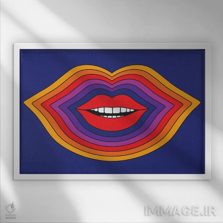 تابلو لبهای پاپ اثر دیزاینز سرکا ۷۸ - نمای قابدار سفید