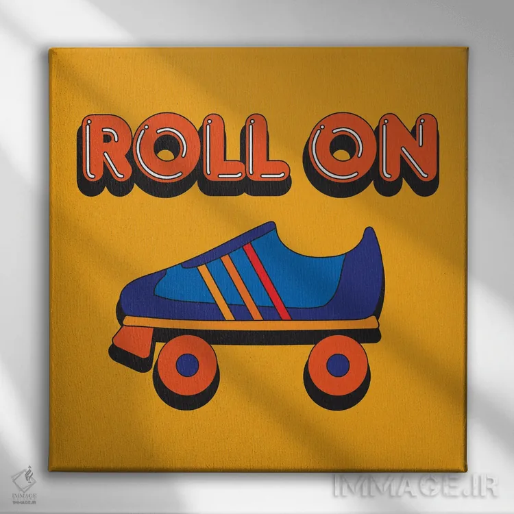 تابلو برو جلو با کفش اسکیت غلتکی اثر دیزاینز سرکا ۷۸ - نمای روبهرو روی دیوار