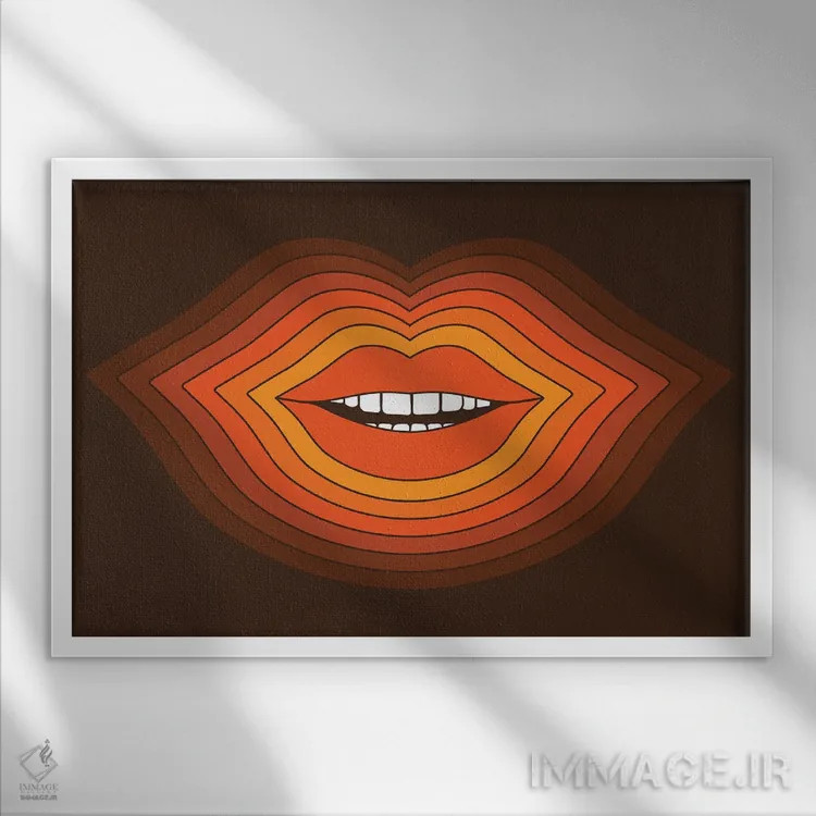 تابلو لبهای پاپ اثر دیزاینز سرکا ۷۸ - نمای قابدار سفید