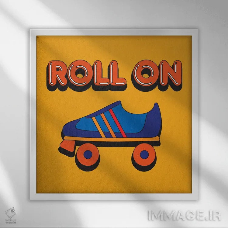 تابلو برو جلو با کفش اسکیت غلتکی اثر دیزاینز سرکا ۷۸ - نمای قابدار سفید