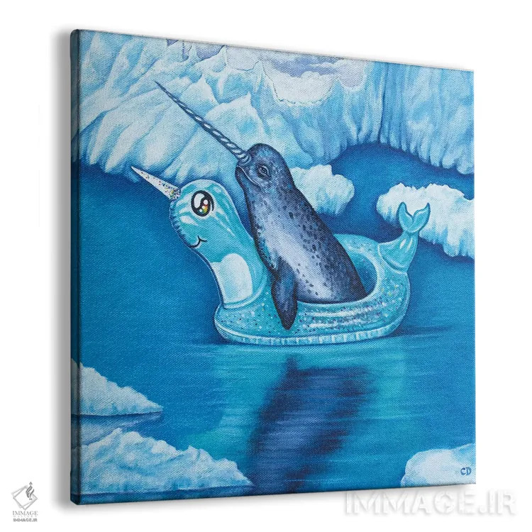 تابلو شناور بودن نروال (نهنگ تکشاخ) اثر سیندی دودس - نمای پرسپکتیو محصول
