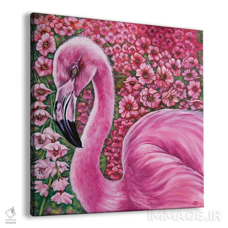 تابلو فلامینگوی صورتی اثر سیندی دودس - نمای پرسپکتیو محصول