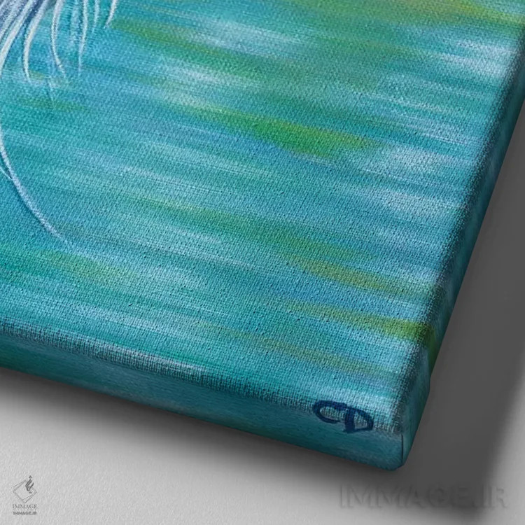 تابلو حواصیل آبی بزرگ اثر سیندی دودس - نمای نزدیک بافت بوم