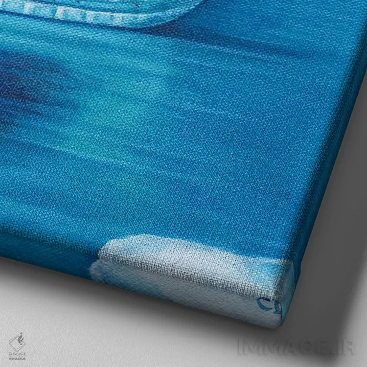 تابلو شناور بودن نروال (نهنگ تکشاخ) اثر سیندی دودس - نمای نزدیک بافت بوم