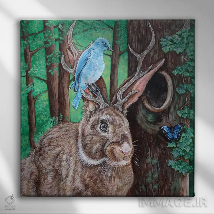 تابلو شاخدار افسانهای (جکلوب) اثر سیندی دودس - نمای روبهرو روی دیوار